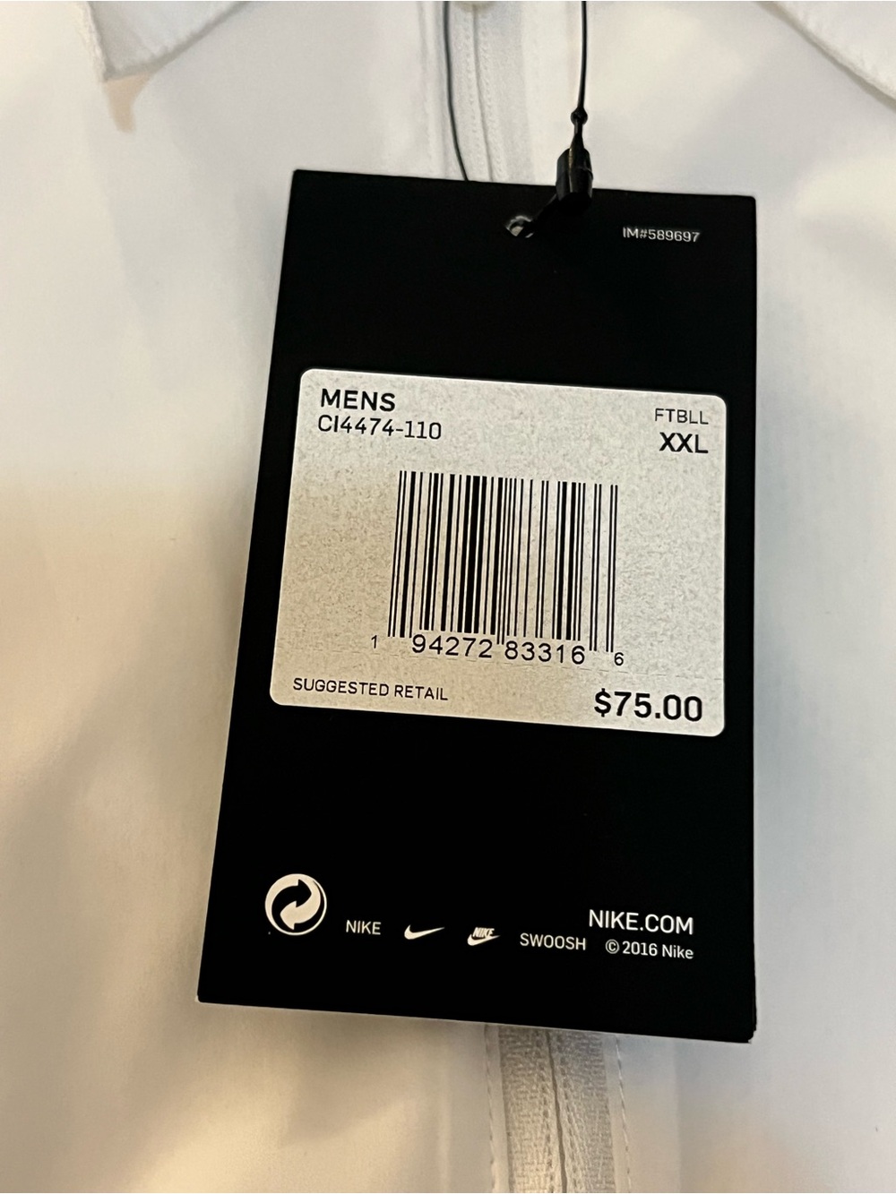 Nike Men’s White and Black Slick Pullover Size XXL - Perfect For Big & Tall - Picture 7 of 15